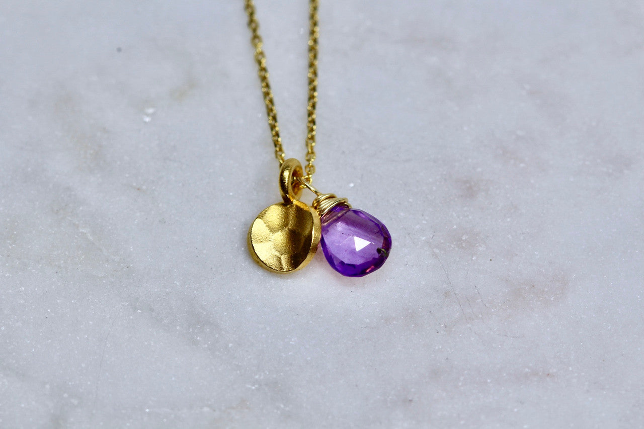 14K Yellow Gold Amethyst Pendant