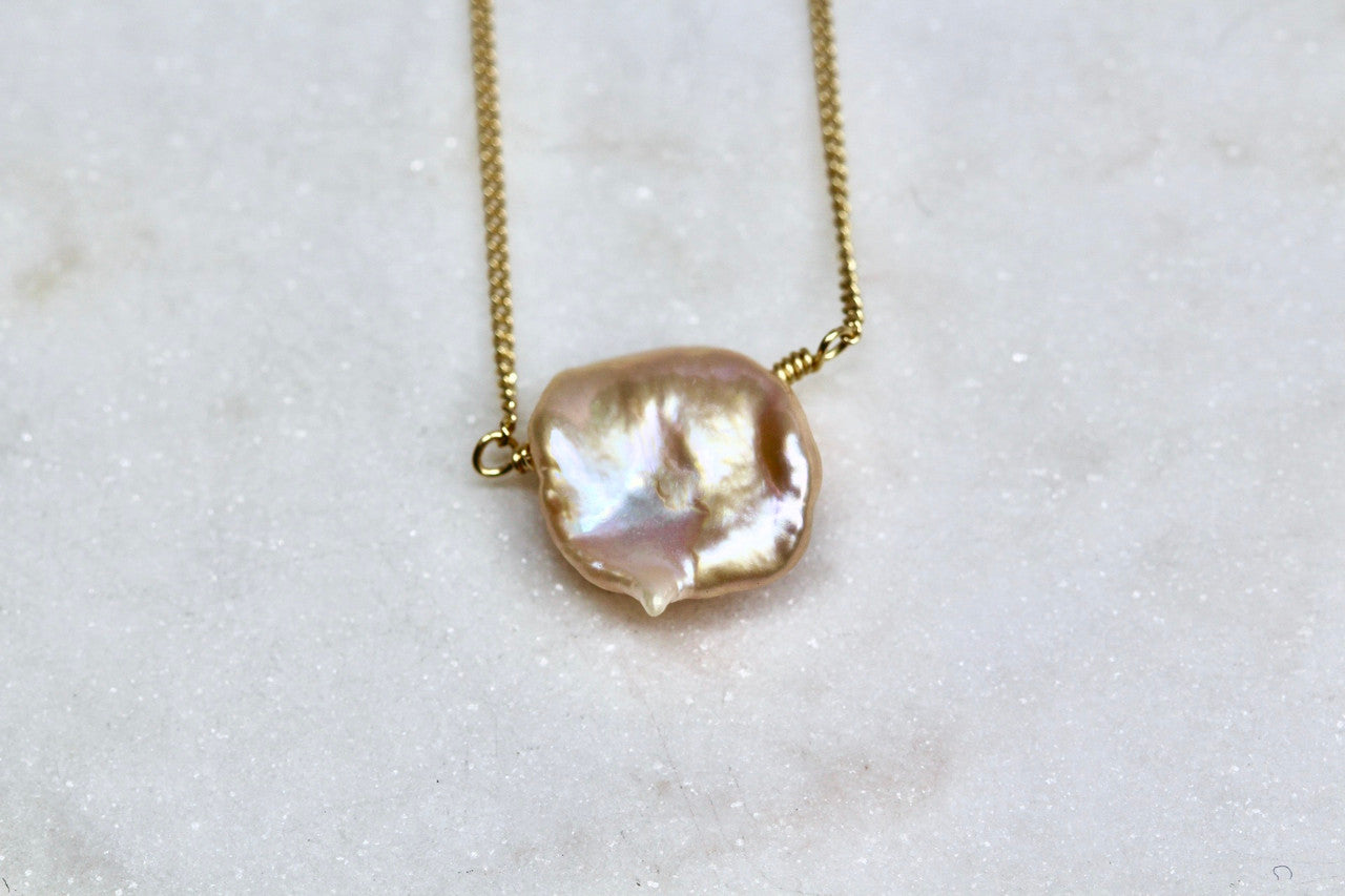 14K Yellow Gold Pearl Pendant