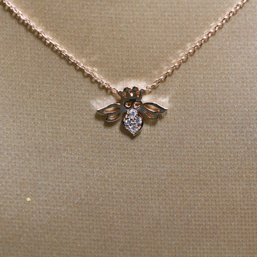 14K Diamond Bee Pendant