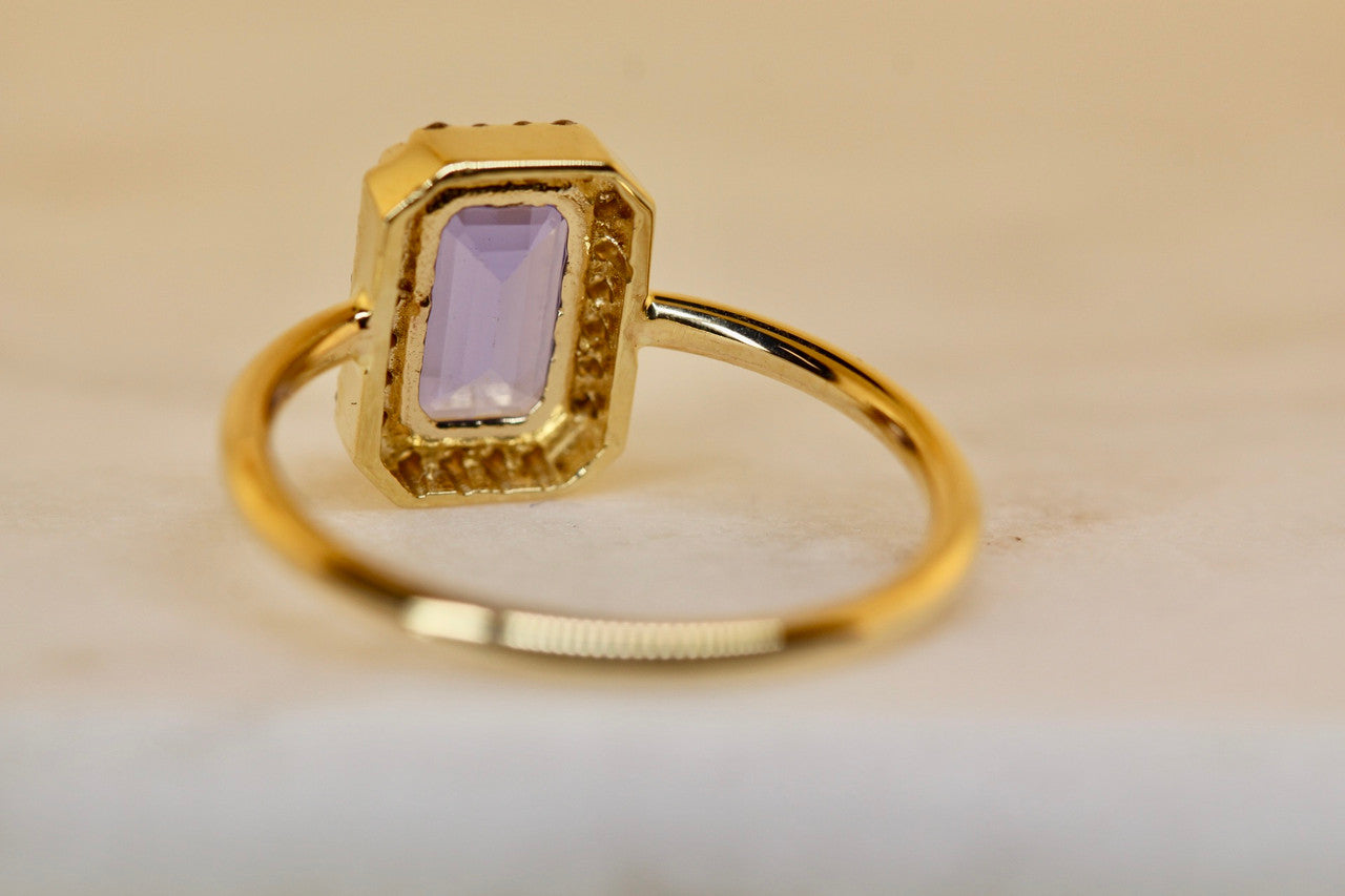 1.58 Ct Emerald Cut Tanzanite Diamond Engagment Ring, Hand Crafted Unique Tanzanite Diamond Anniversary Cocktail Ring
