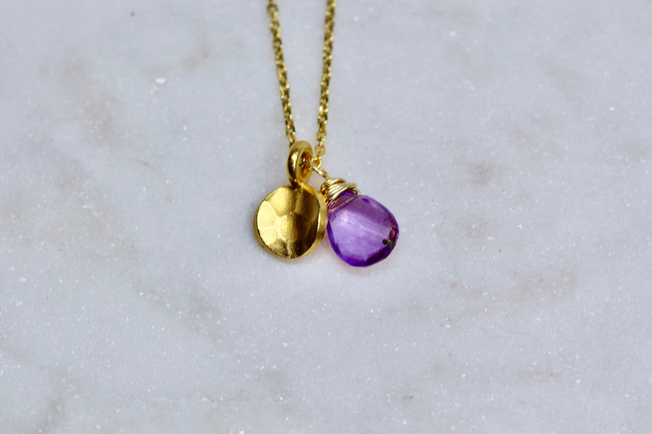 14K Yellow Gold Amethyst Pendant