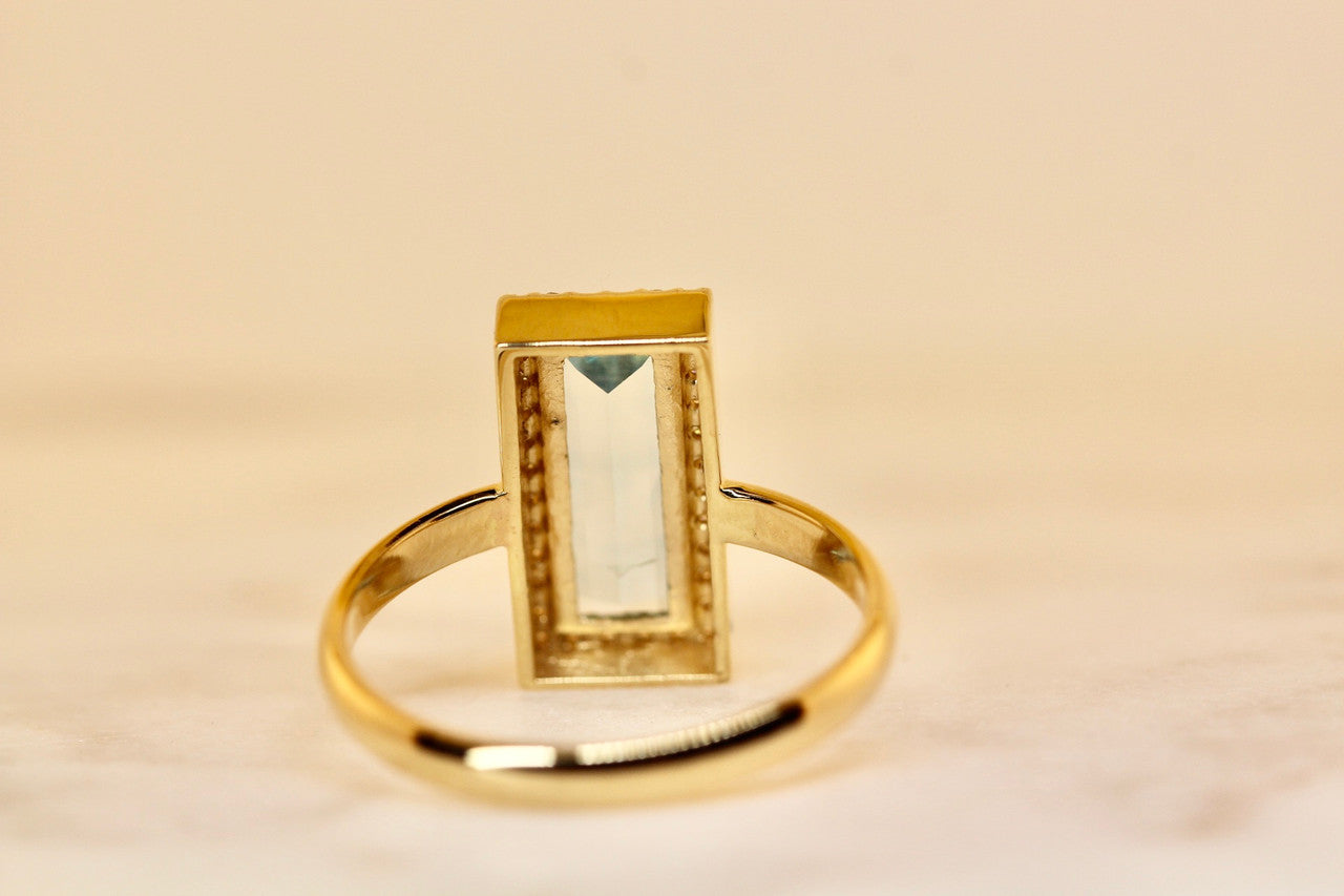 14K Aquamarine & Diamond Engagement Ring, 2.40 Carat Aquamarine Cocktail Ring