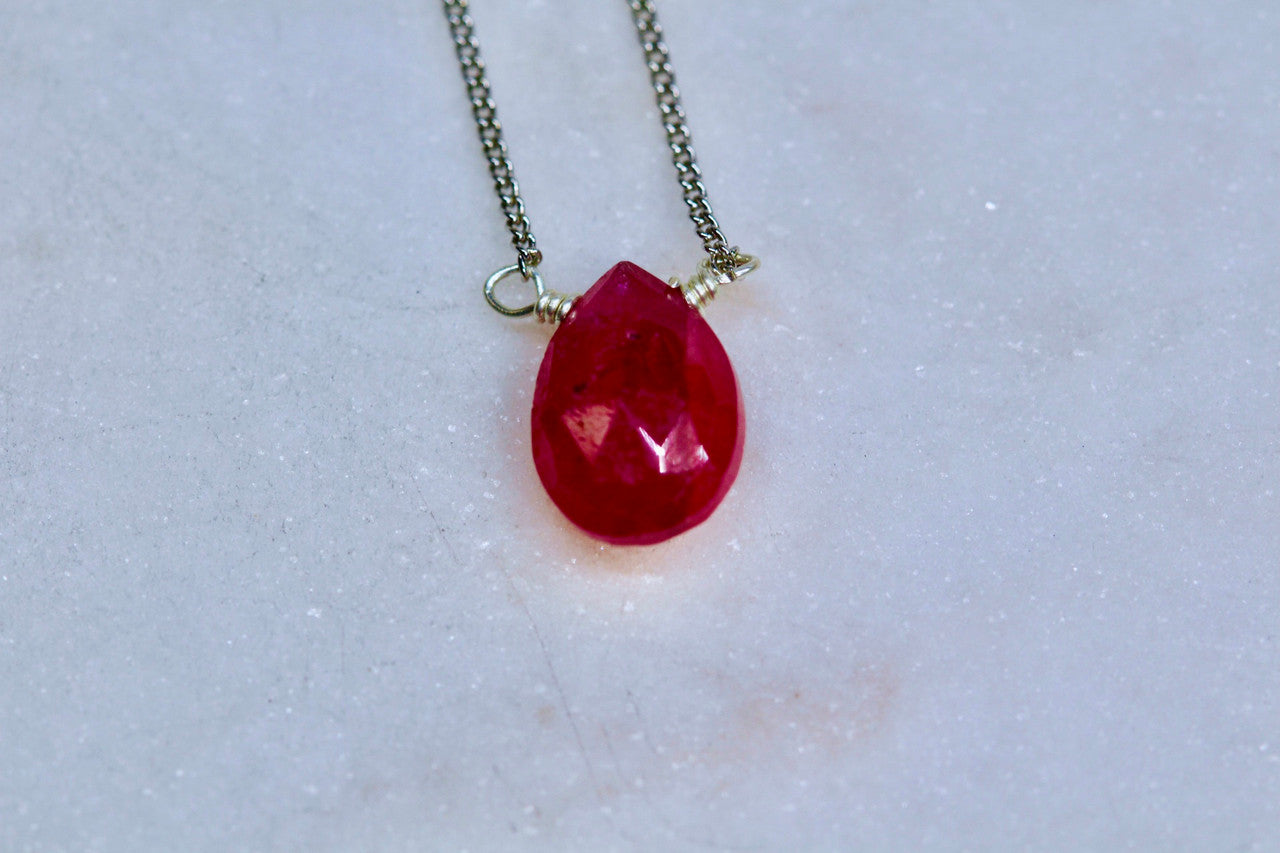 Sterling Silver Ruby Necklace