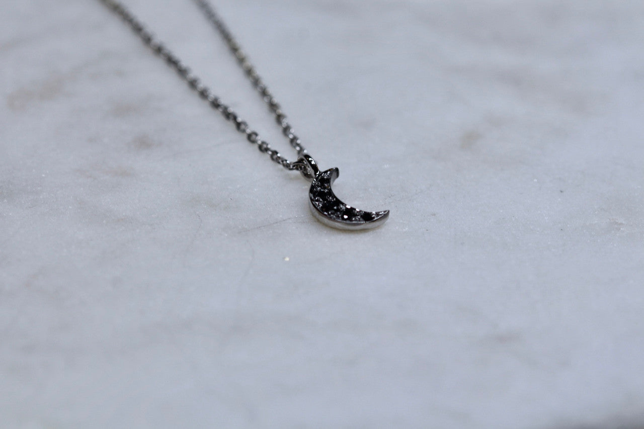 14K White Gold Crescent Necklace