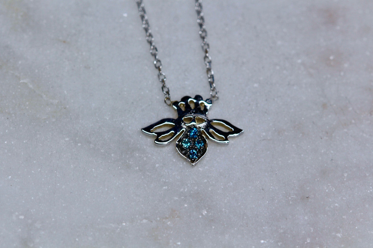 Blue Diamond Bee Pendant
