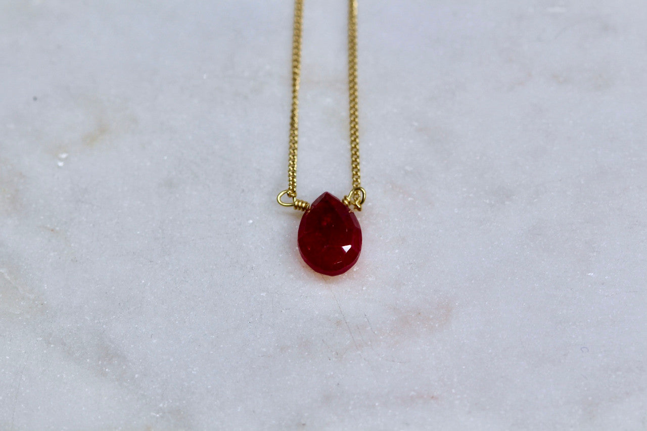 14K Yellow Gold Ruby Pendant