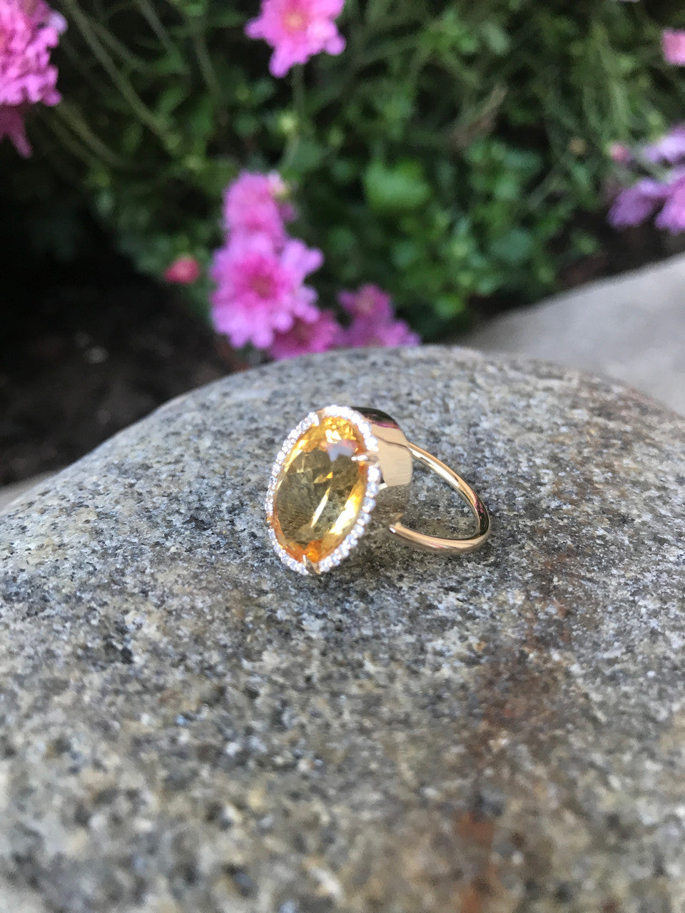 5.05 Ct Diamond And Citrine Cocktail Ring, Citrine and Diamond Engagement Anniversary Ring, Statement Ring Hand Made