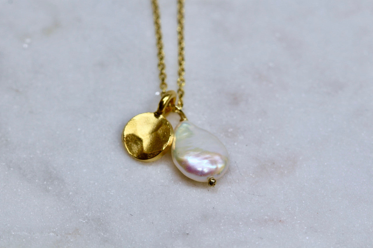 14K Yellow Gold Pearl Pendant