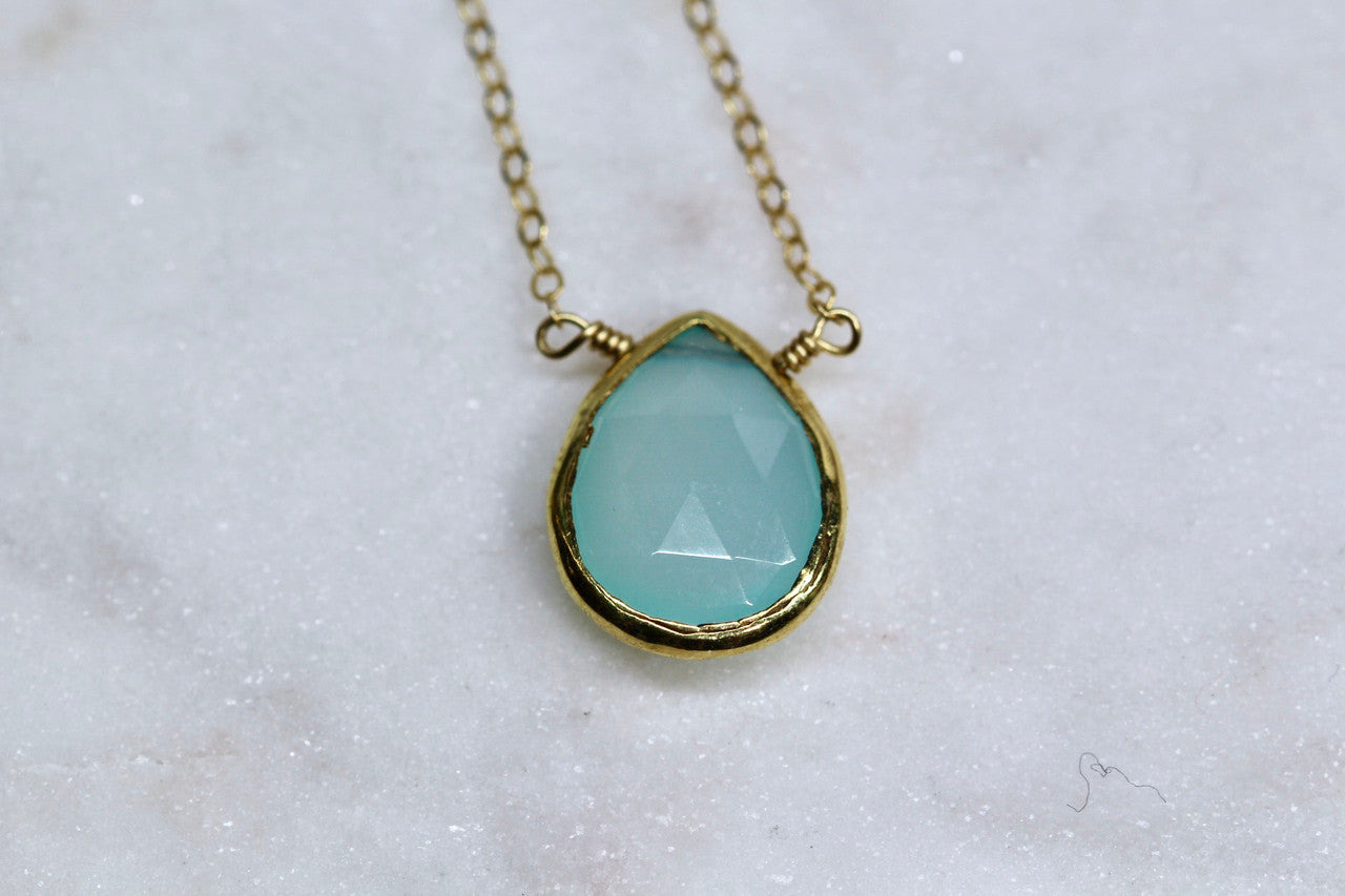 Handmade 14K Yellow Gold Chalcedony Stone