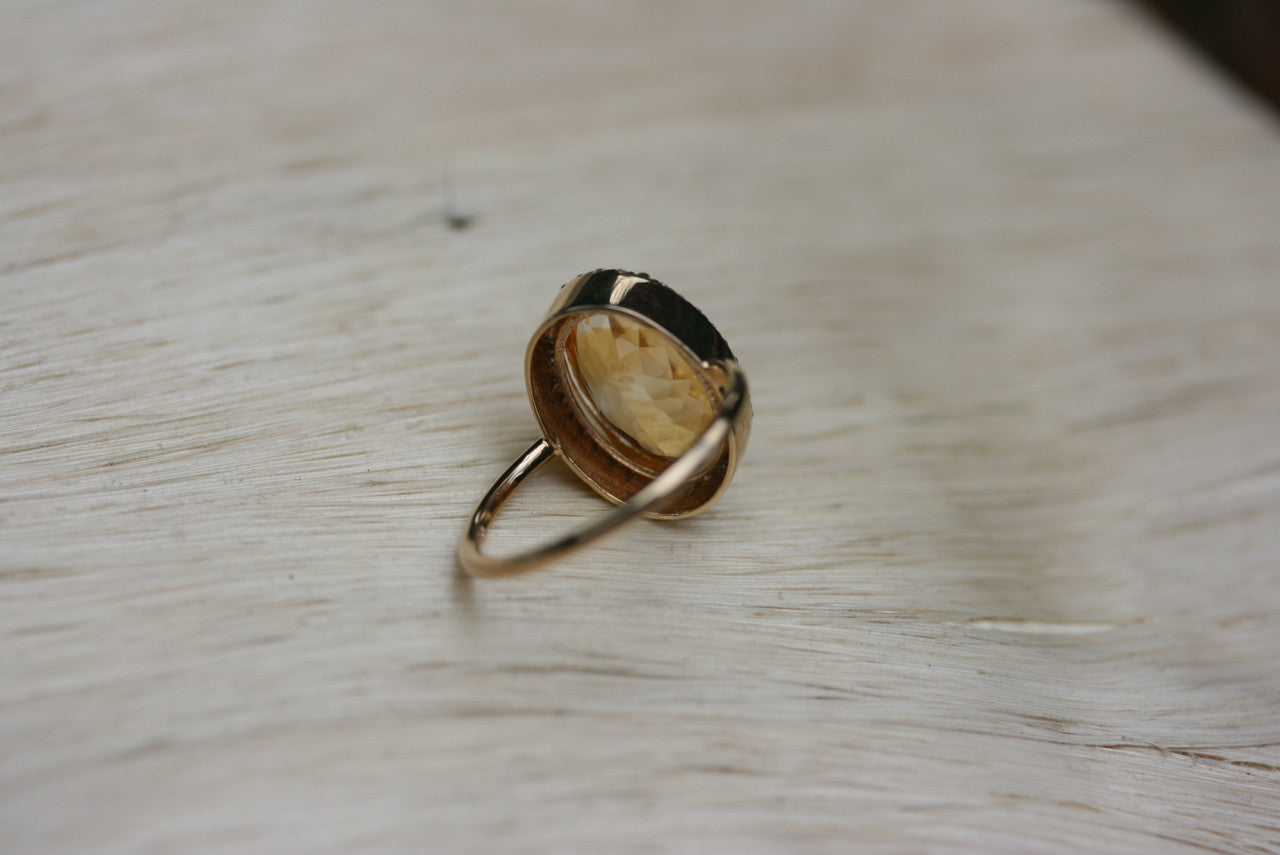5.05 Ct Diamond And Citrine Cocktail Ring, Citrine and Diamond Engagement Anniversary Ring, Statement Ring Hand Made