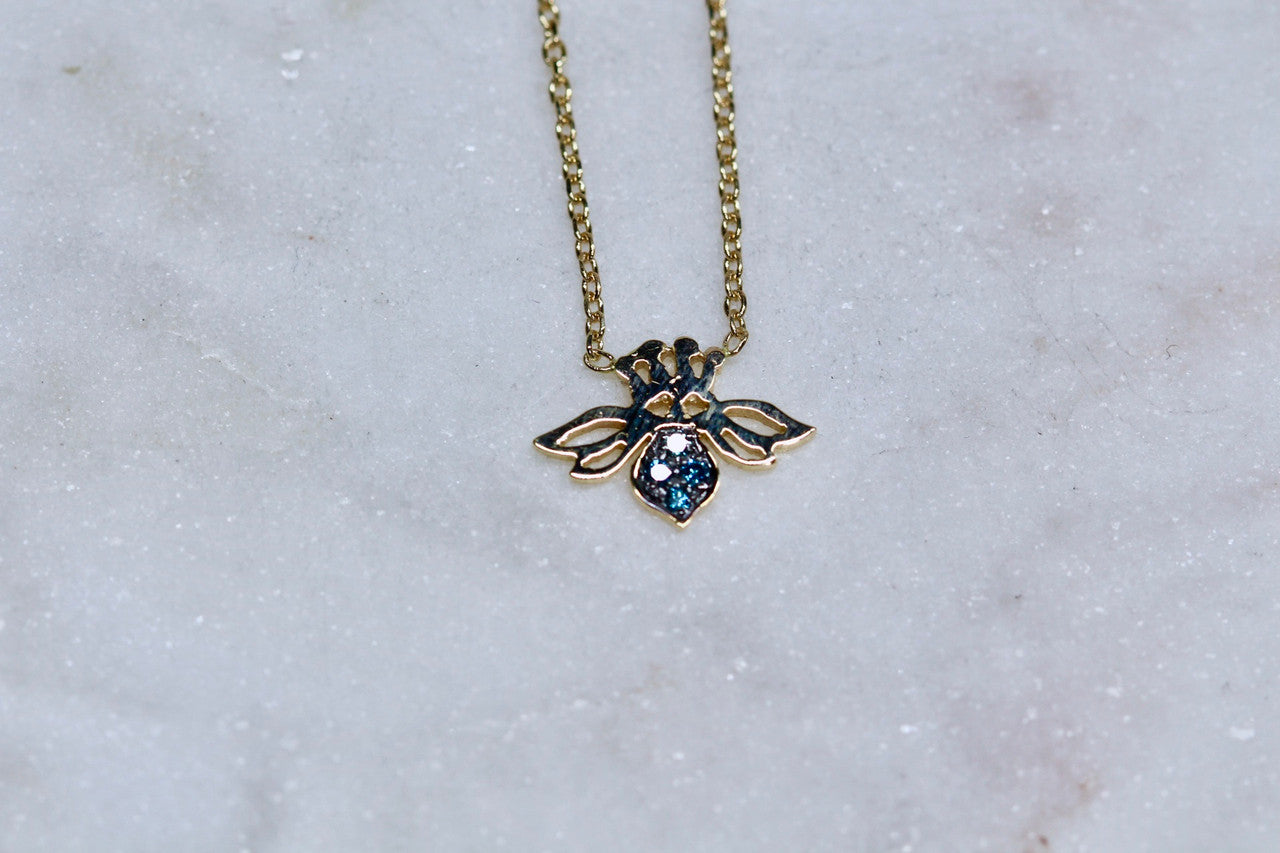 Handmade 14K Yellow Gold Bee Pendant