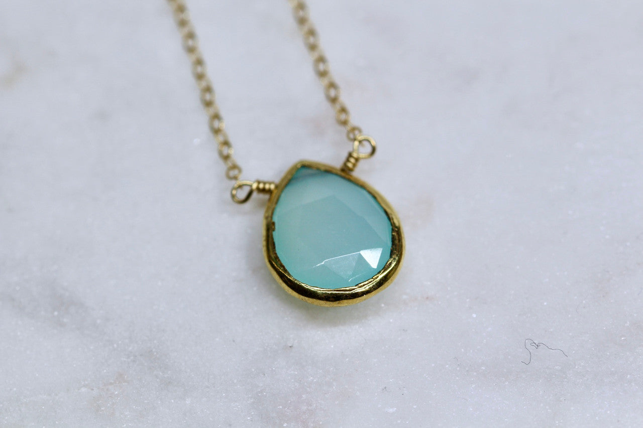 14K Yellow Gold Chalcedony Necklace