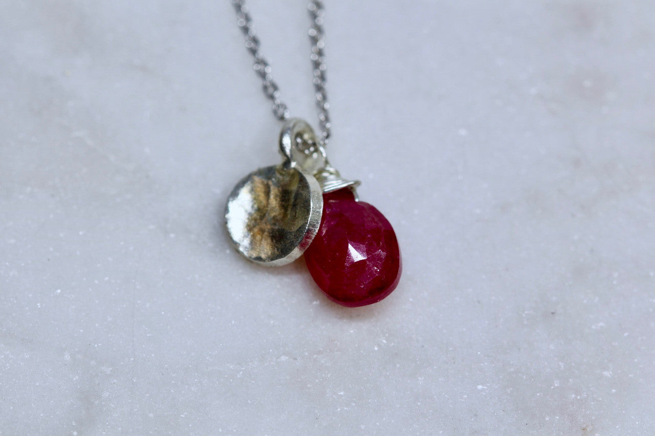 Sterling Silver 925 Ruby Necklace