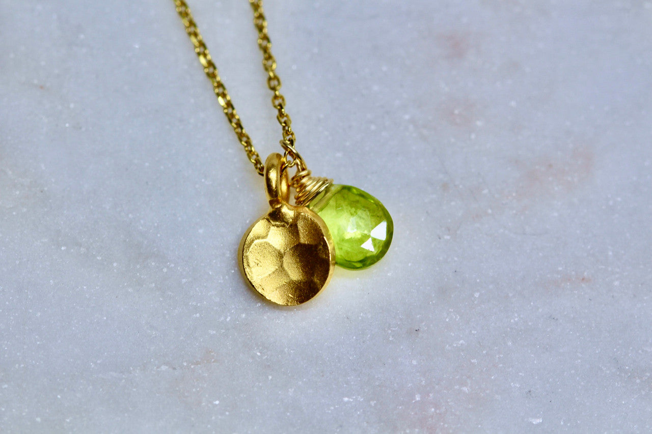 14K Yellow Gold Peridot Necklace