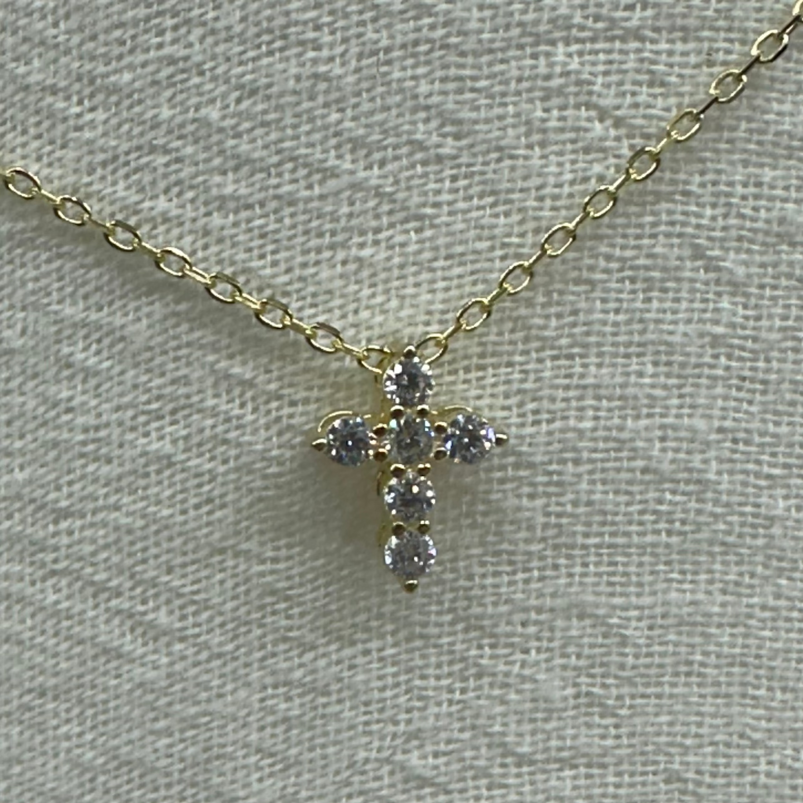 14K Gold Diamond Cross Necklace, Adjustable Chain 16-18 Inch