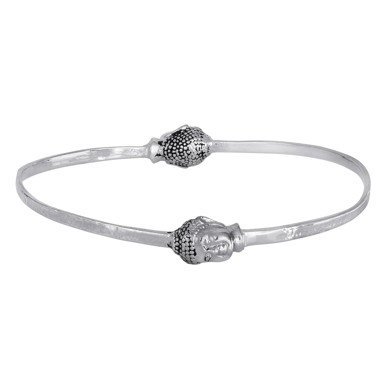 925 Sterling Silver Buddha Bracelet, Buddha Bangle, Hammered Bangle