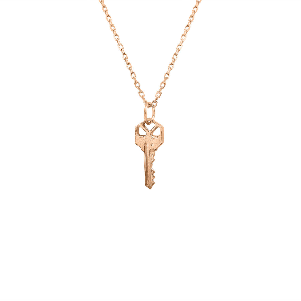 14K Rose Gold Tiny Key Necklace , Layering Gold Necklace