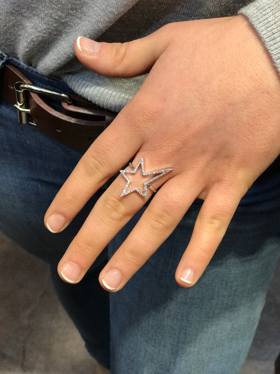 14K Rose Gold Diamond Ring, Solid Rose Gold 14K Diamond Rock Star Ring, Diamond Cocktail Ring, Diamond Pave Star Ring, Hand Made Ring 14K