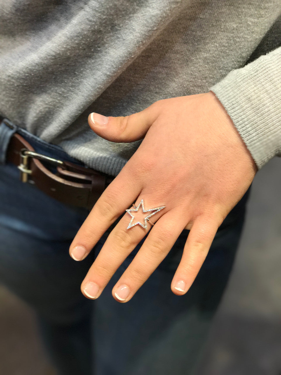 14K Rose Gold Diamond Ring, Solid Rose Gold 14K Diamond Rock Star Ring, Diamond Cocktail Ring, Diamond Pave Star Ring, Hand Made Ring 14K