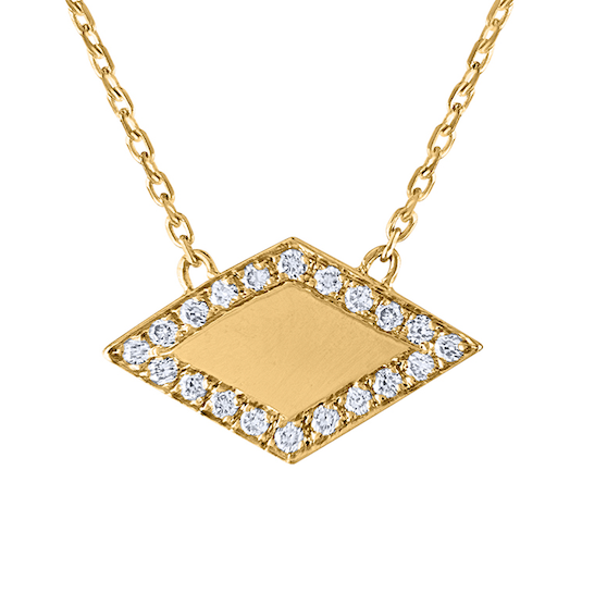 Rhombus Diamond Necklace, 14K Yellow Gold Minimal Statement Beauty, 14K Yellow Diamond Necklace Handmade