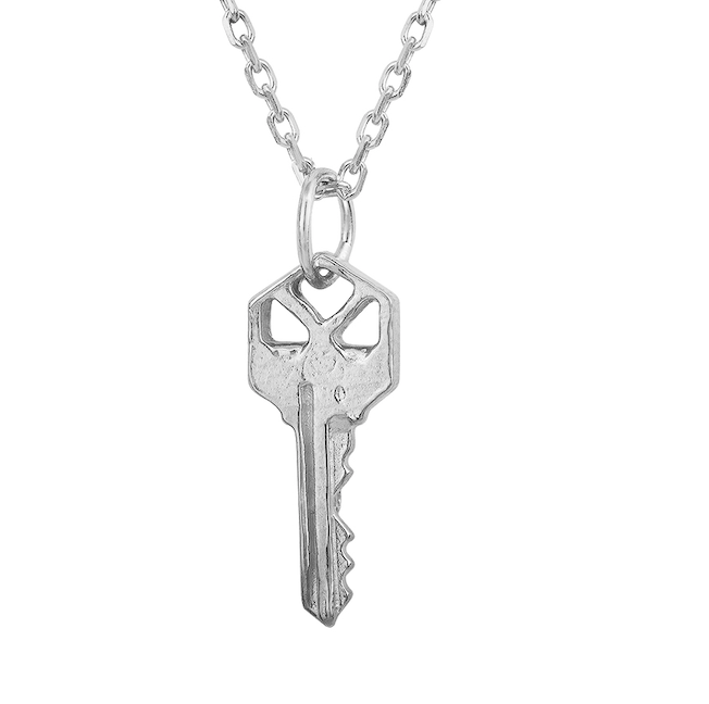 Silver Square Key Necklace, 925 Sterling Silver Key Necklace, Tiny Key Necklace , Layering Silver Necklace