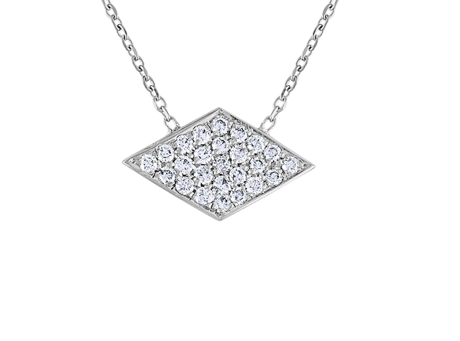 Unique Diamond Argyle Rhombus Necklace, 14K White Gold Diamond Rhombus Necklace, Exquisite Hand Crafted 14K White Gold Diamond Necklace