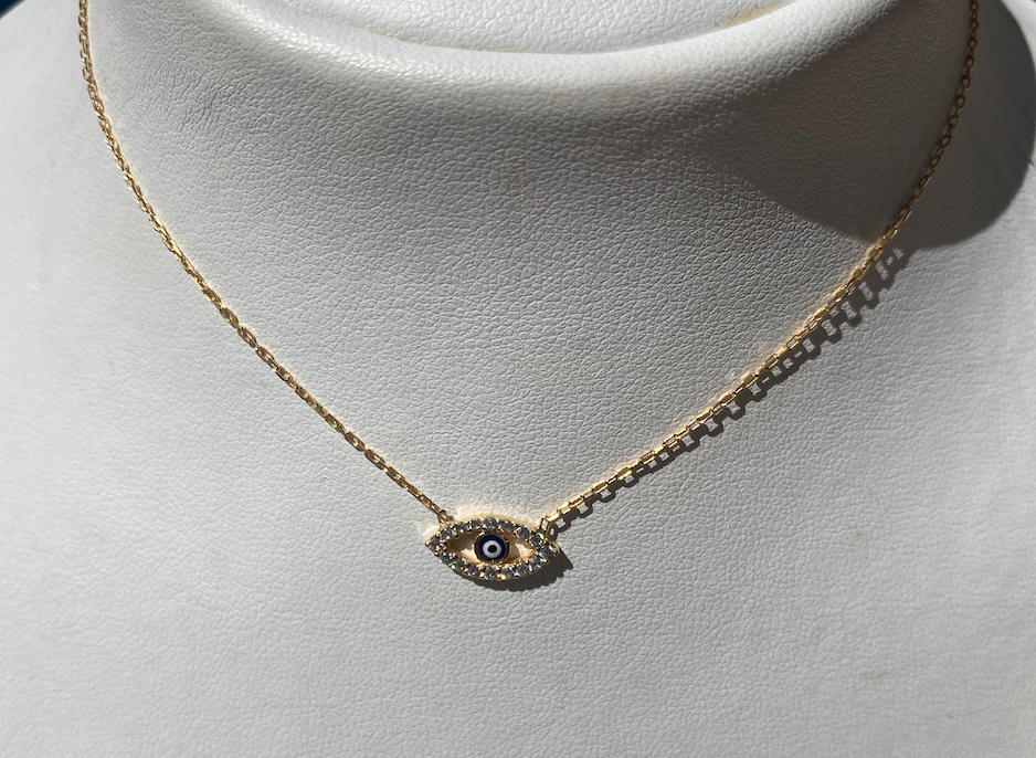 Hand Crafted CZ Evil Eye Necklace
