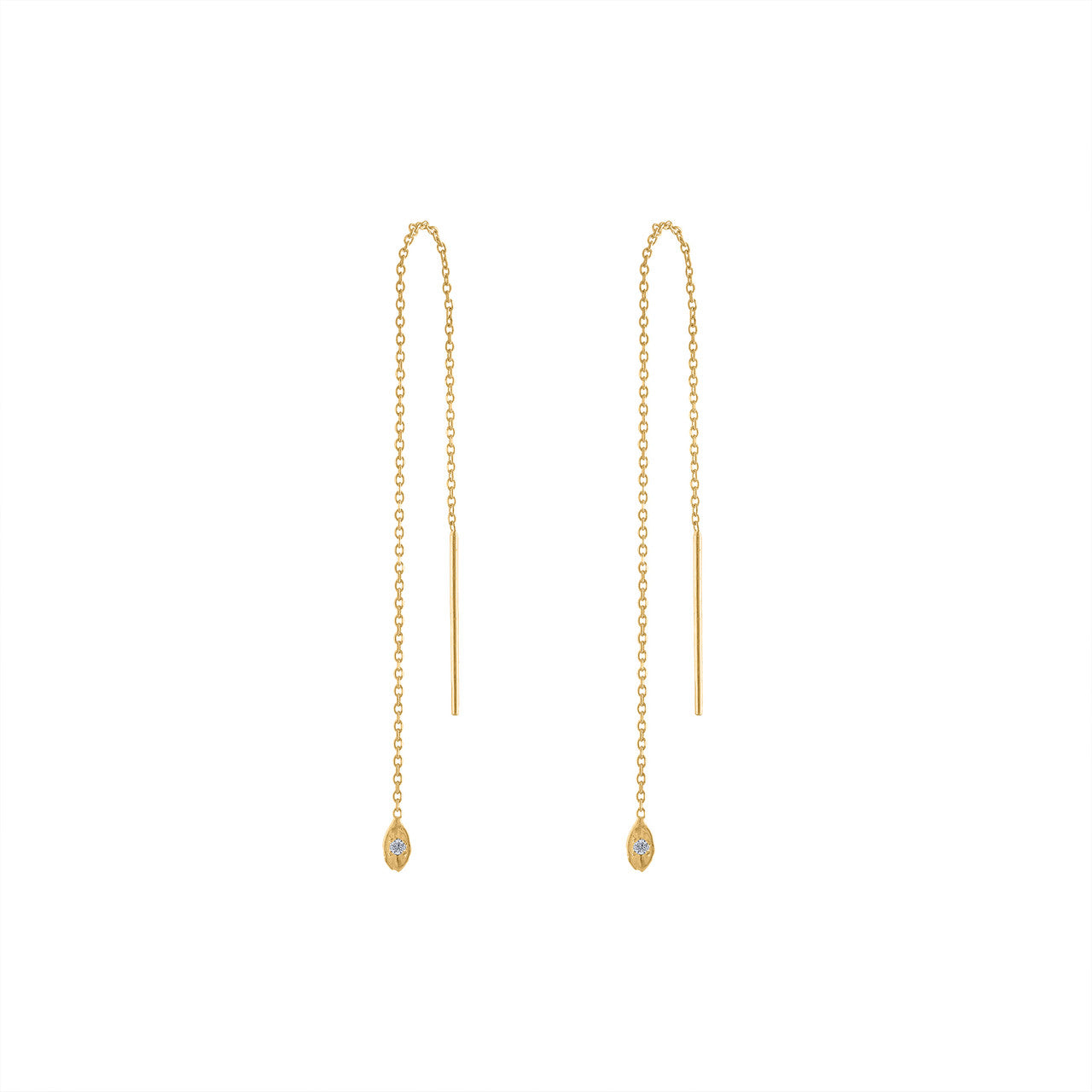 14K Yellow Gold Diamond Threader Earring