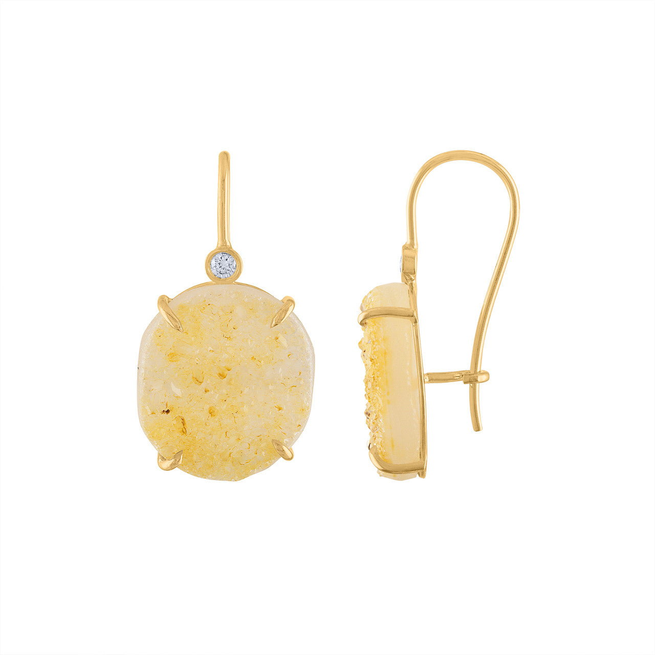Very Unique One Of A Kind Agate Drusy Solid Gold Diamond Earring, Exquisite Diamond Drop earring , Handmade Drusy Quartz Earring