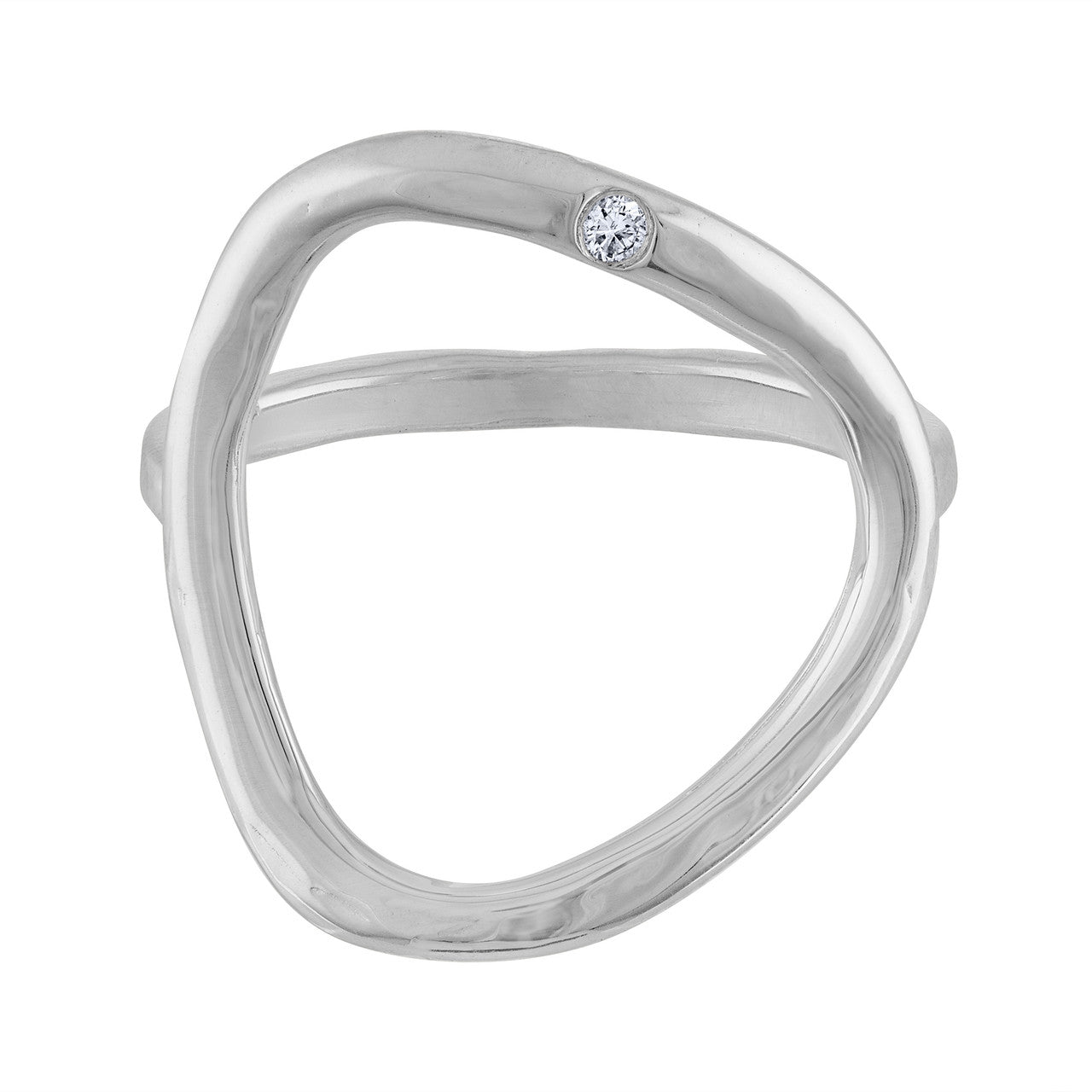 14K White Gold Diamond Cocktail Ring, Diamond White Gold Statement Ring, Middle Finger Ring, White Gold Ring