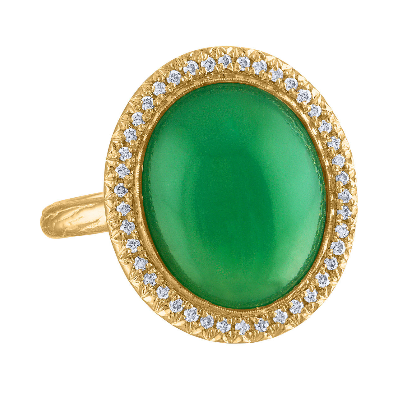 Chrysoprase And Diamond Ring