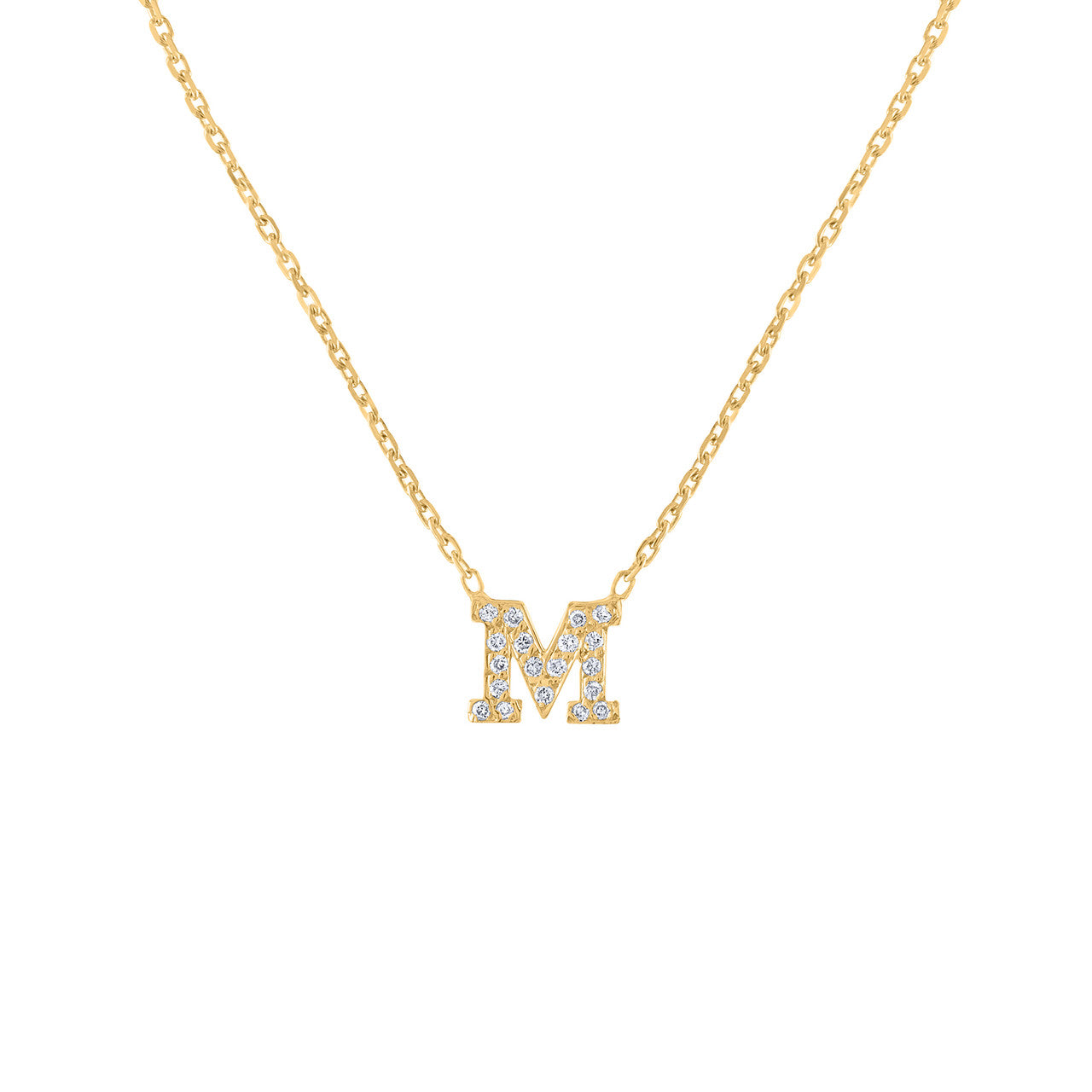 14K Diamond Gold Initial Necklace, Yellow Gold Diamond Letter Necklace, Diamond Personalized Necklace