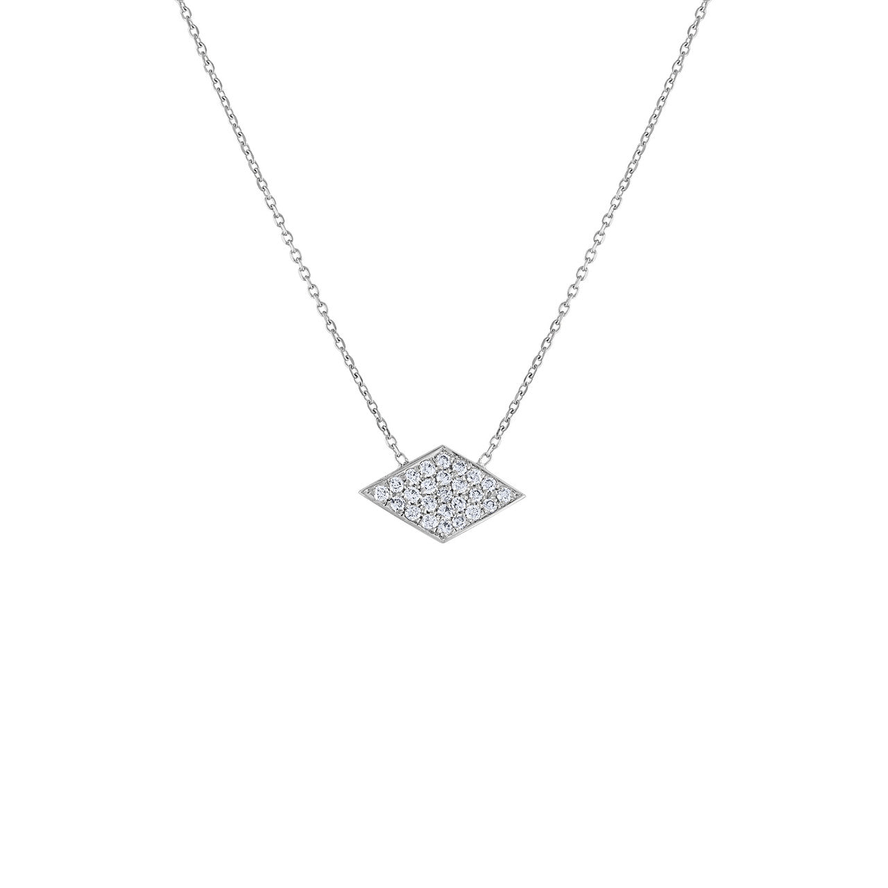 Unique Diamond Argyle Necklace, 14K White Gold Diamond Rhombus Necklace, Exquisite Hand Crafted 14K White Gold Diamond Necklace