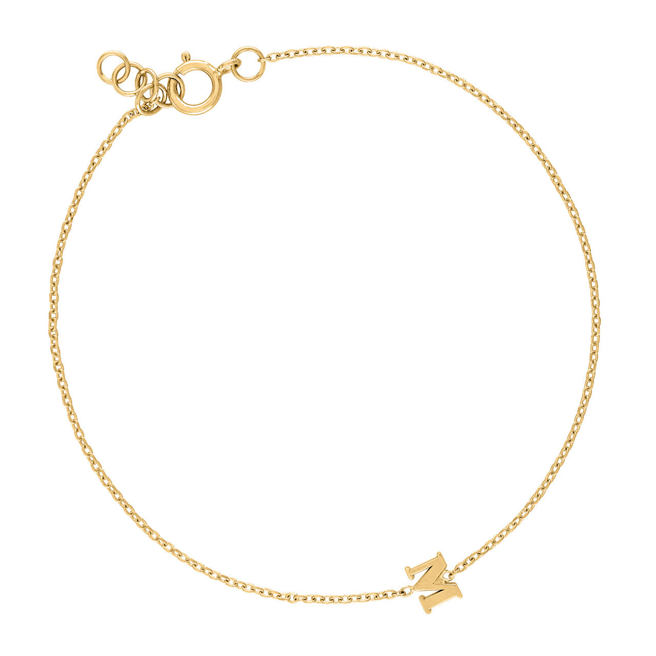 14K Yellow Gold Initial Bracelet, Solid Gold Letter Bracelet, Personalized Yellow Gold Bracelet, Initial Bracelet, Love Letter Bracelet