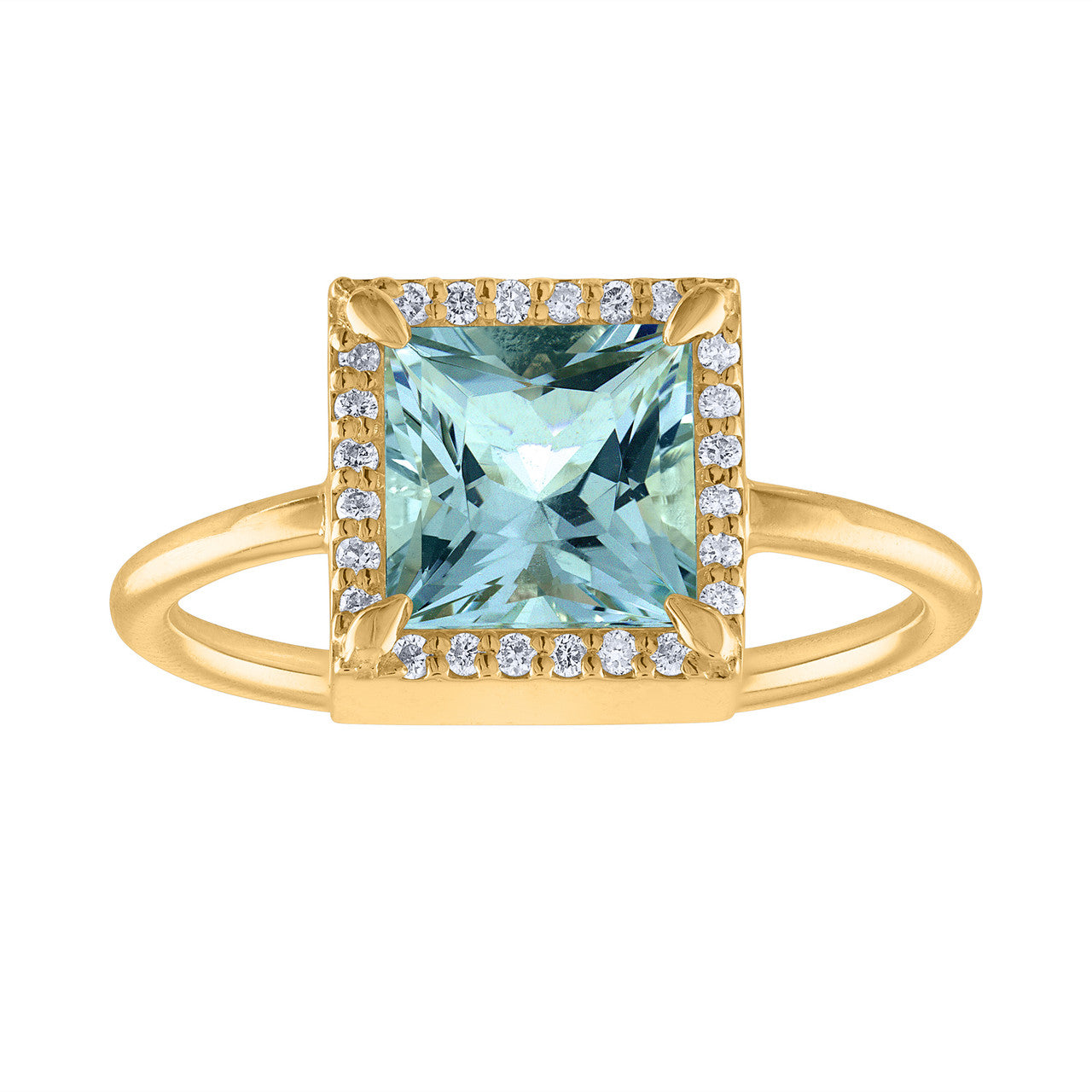 Unique 2.50 Ct Aquamarine And Diamond Engagement Ring