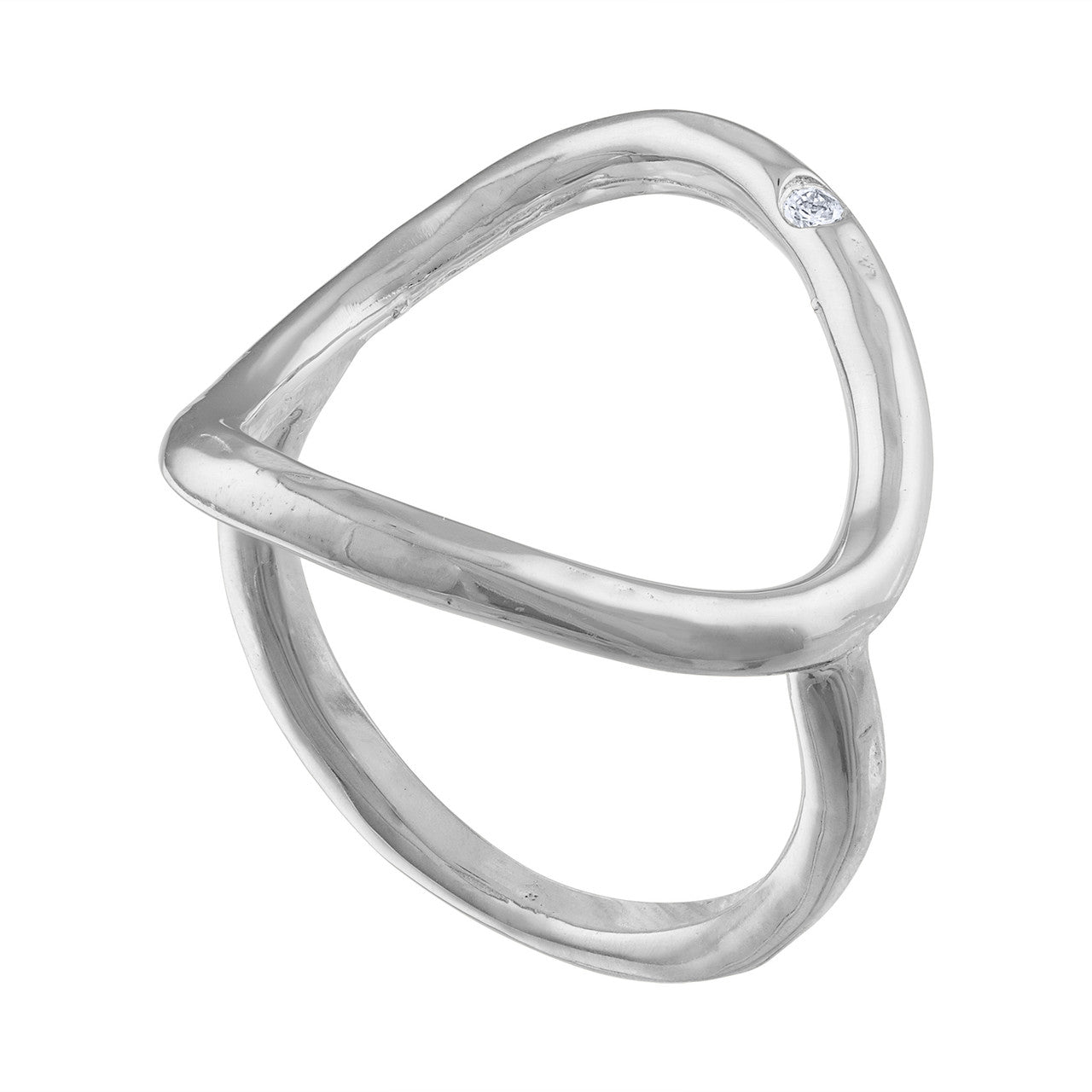 14K White Gold Diamond Cocktail Ring, Diamond White Gold Statement Ring, Middle Finger Ring, White Gold Ring