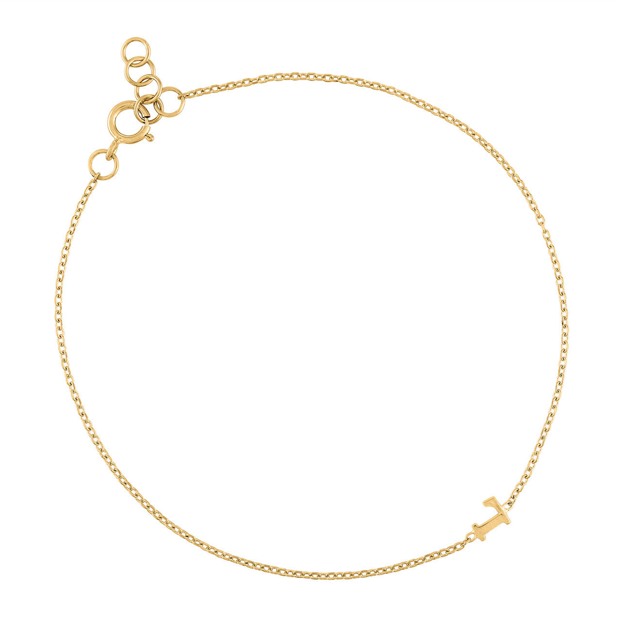14K Yellow Gold Initial Bracelet, Solid Gold Letter Bracelet, Personalized Yellow Gold Bracelet, Initial Bracelet, Love Letter Bracelet