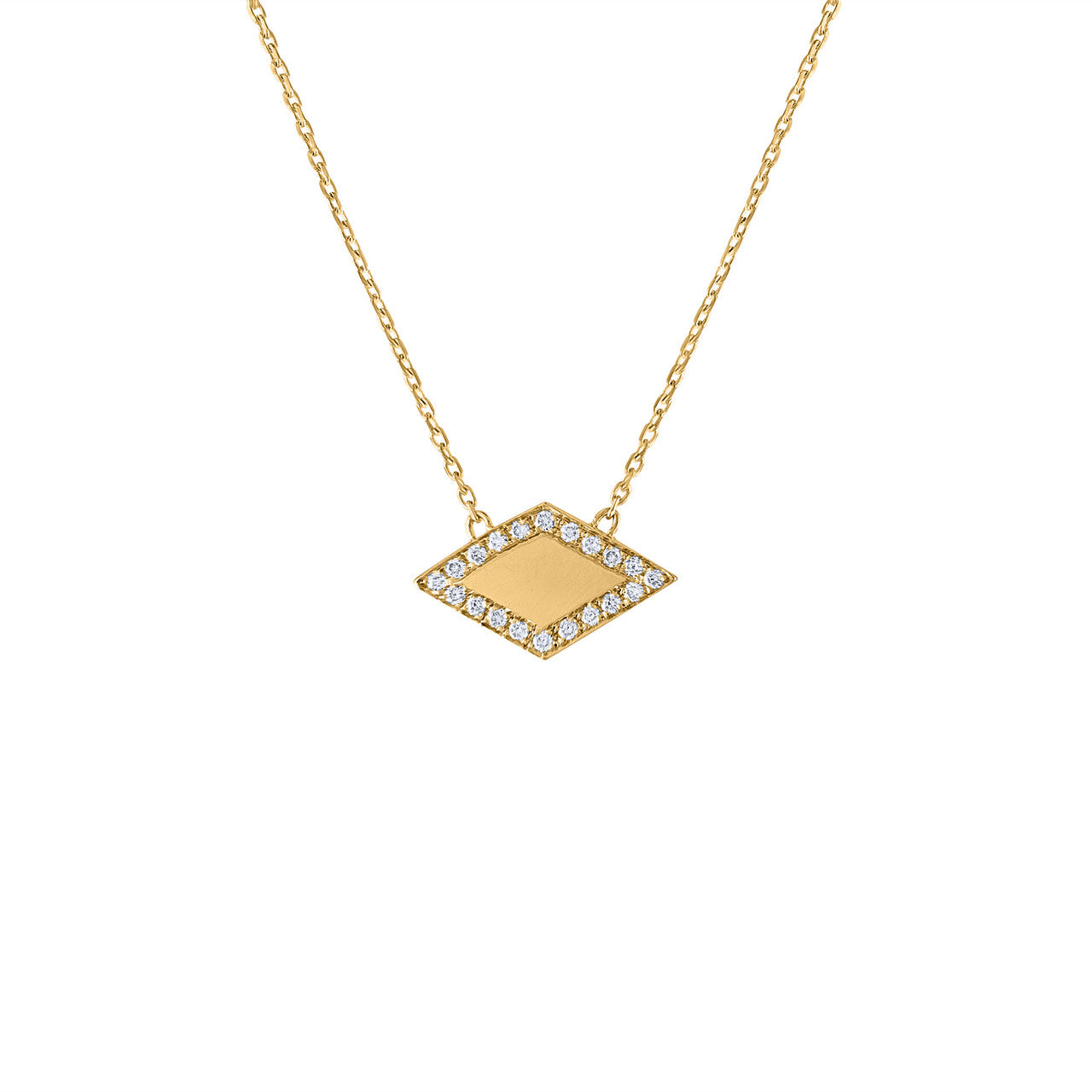 Rhombus Diamond Necklace, 14K Yellow Gold Minimal Statement Beauty, 14K Yellow Diamond Necklace Handmade