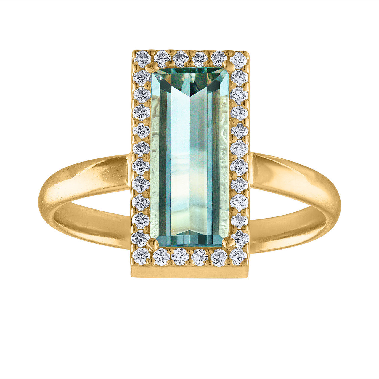 14K Aquamarine & Diamond Engagement Ring, 2.40 Carat Aquamarine Cocktail Ring