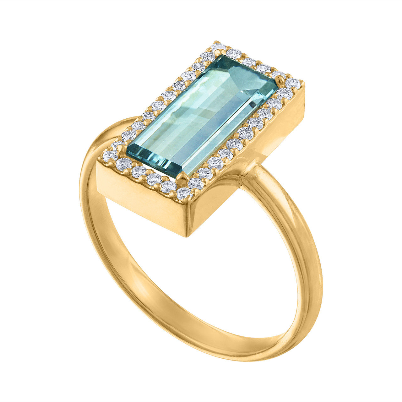 14K Aquamarine & Diamond Engagement Ring, 2.40 Carat Aquamarine Cocktail Ring