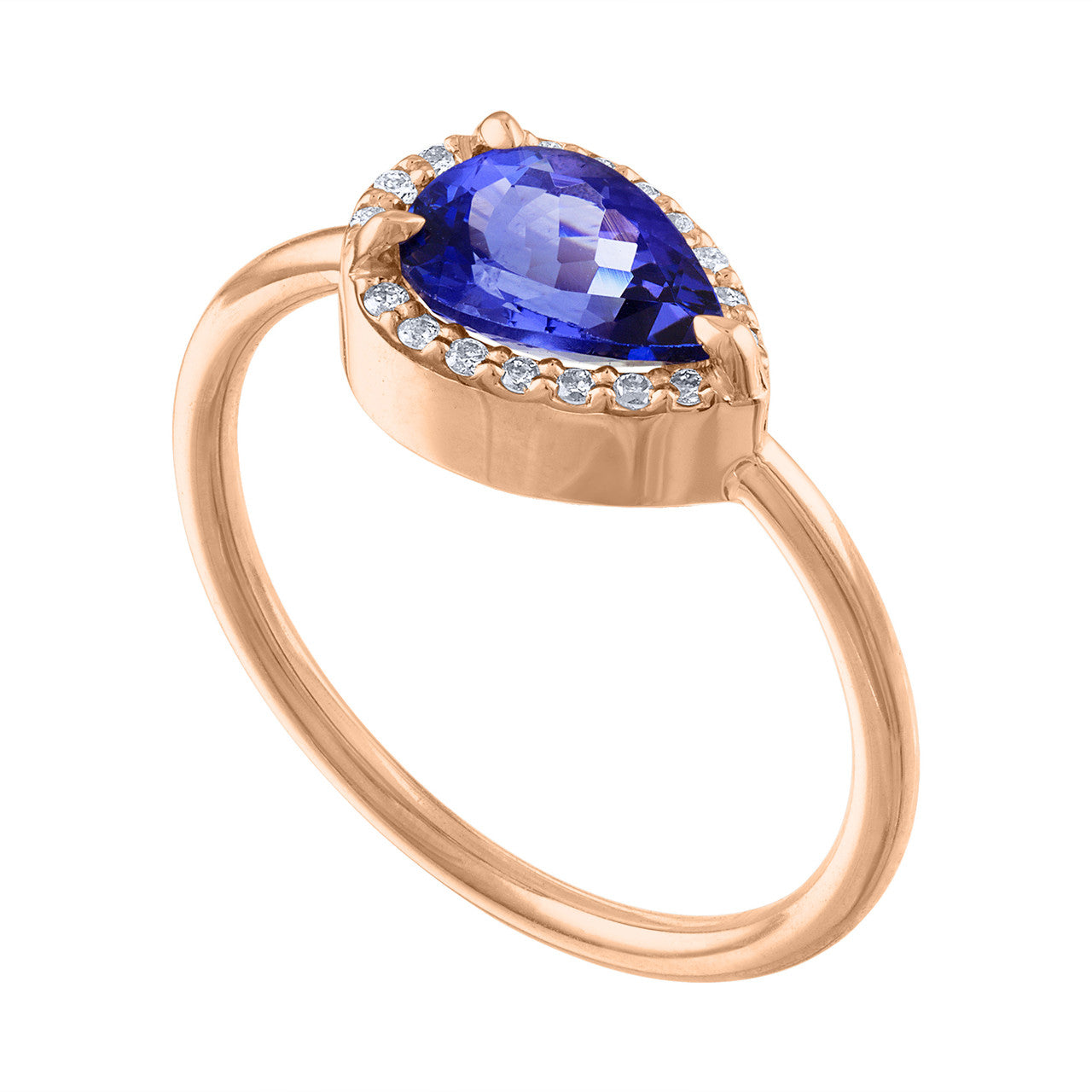 This is a breath-taking natural Deep Blue Pear Shape Tanzanite and Diamond Ring set in solid 14K yellow gold, 1.47 Ct Diamond Tanzanite Ring
