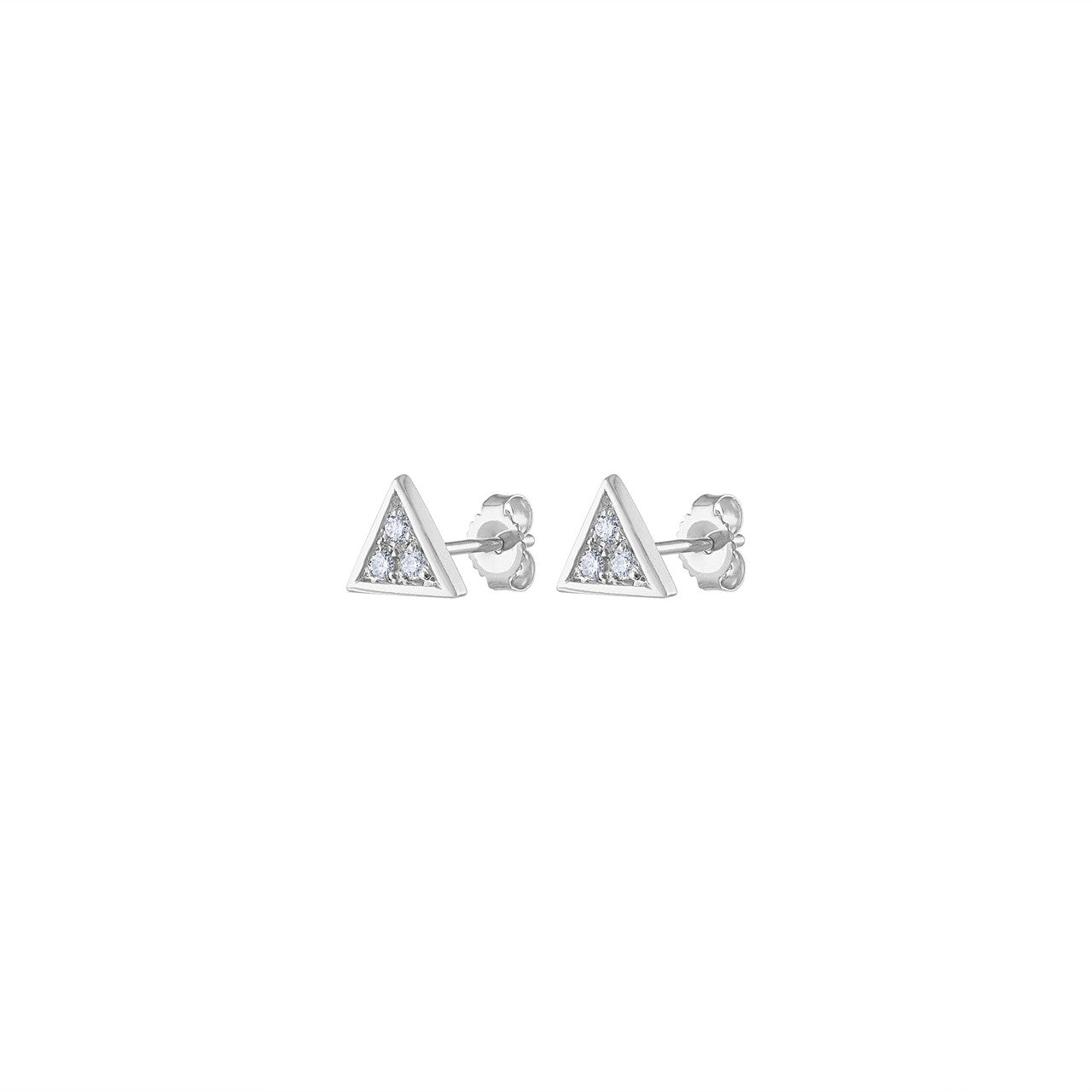 14K Diamond Triangle Stud Earring, Diamond Stud Earring White Gold, 14K White Gold Diamond Earring, Triangle Stud Earring