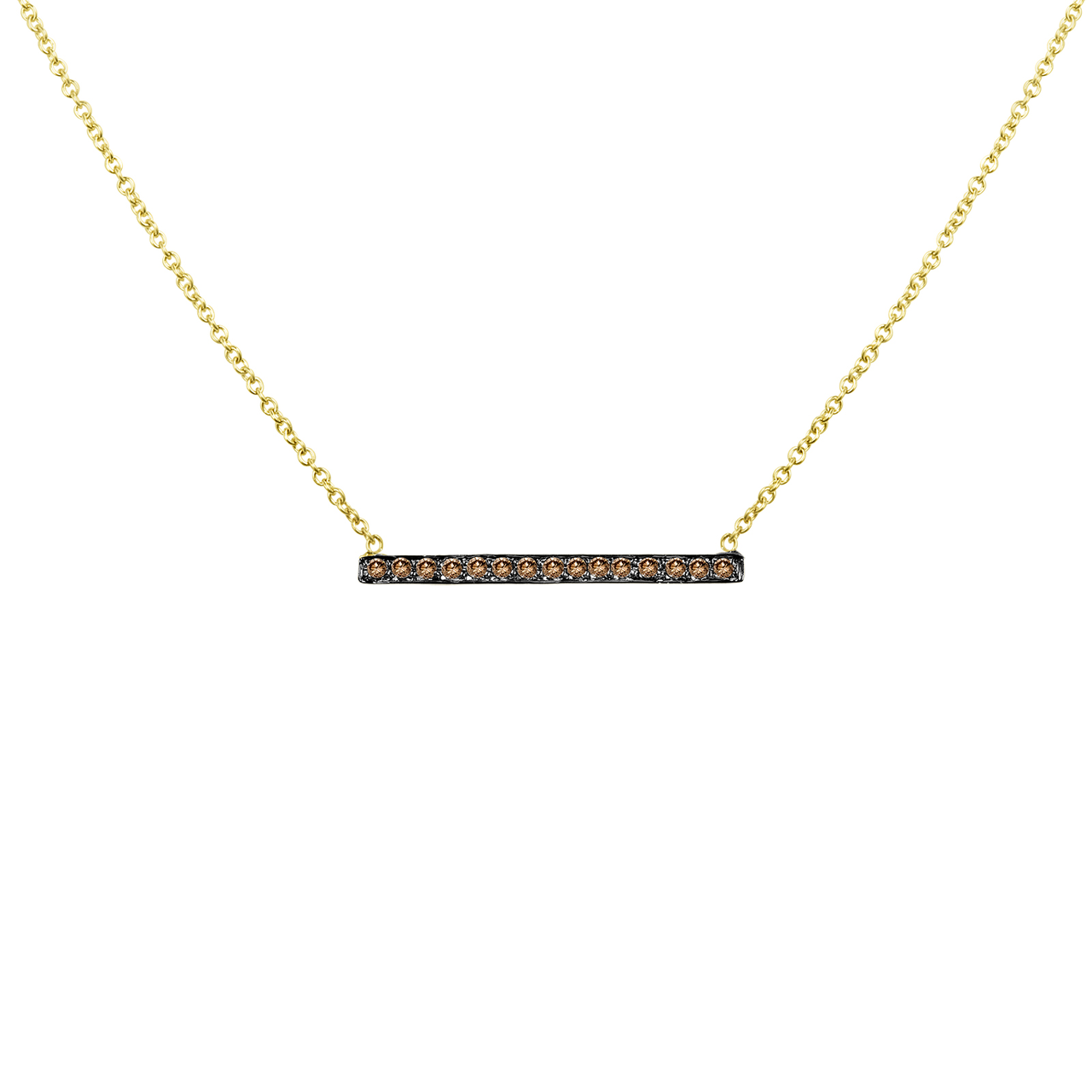 14K Yellow Gold Micro Pave Diamond Bar Necklace, 14k Gold Diamond Necklace, Bar Necklace, Layering Necklace Hand Made