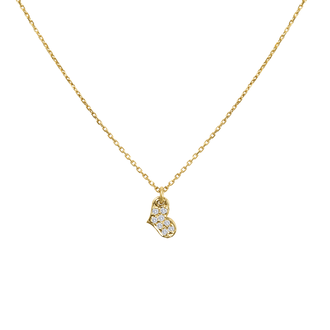 14k Yellow Gold Diamond Micro Pave Tiny Heart Necklace, Diamond Heart Pendant, 14k Yellow gold Diamond Necklace Hand Made