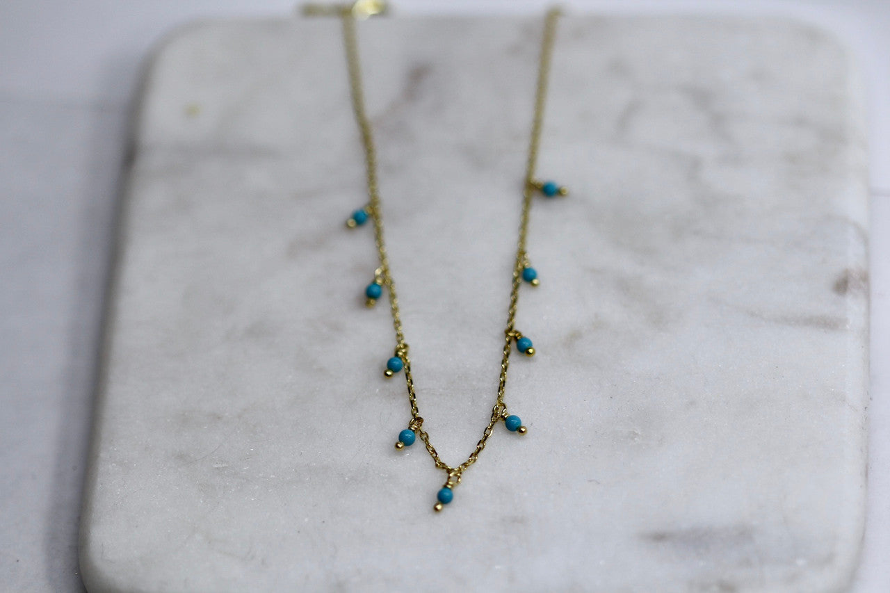 Handmade 14K Yellow Gold Turquoise Pendant