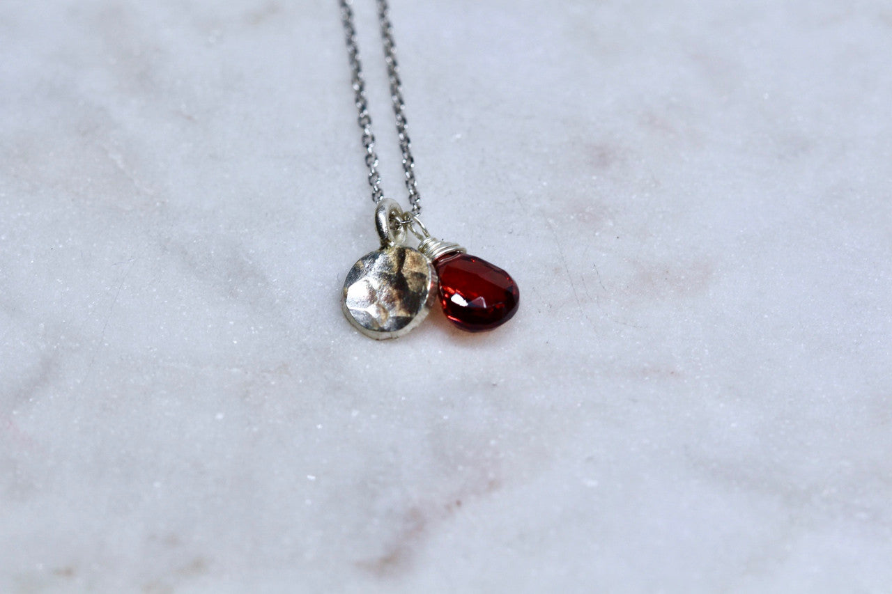 Sterling Silver Garnet Pendant