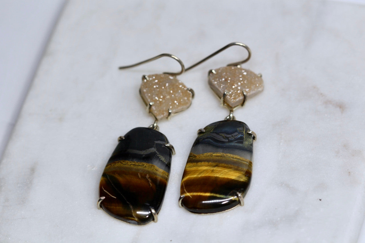 Sterling Silver Tiger Eye Gemstone Earring