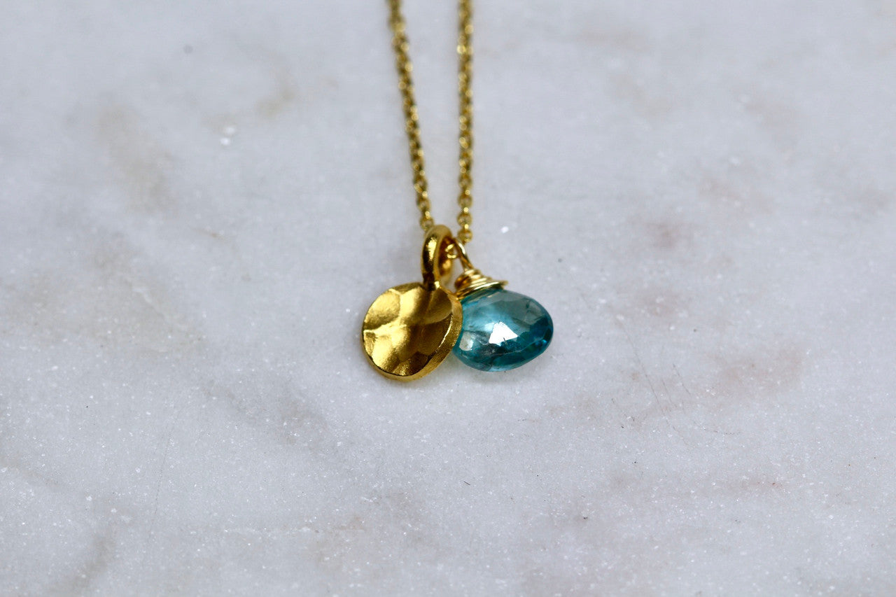 14K Yellow Gold Aquamarine Necklace