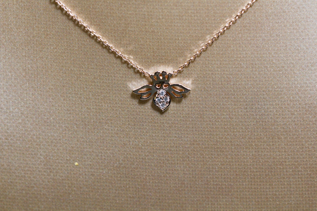 14K Diamond Bee Pendant