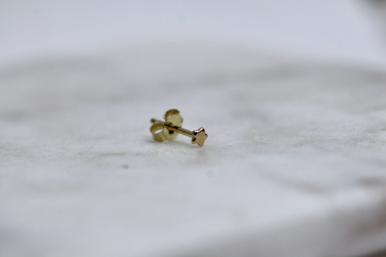 Handmade 14K Yellow Gold Star Stud